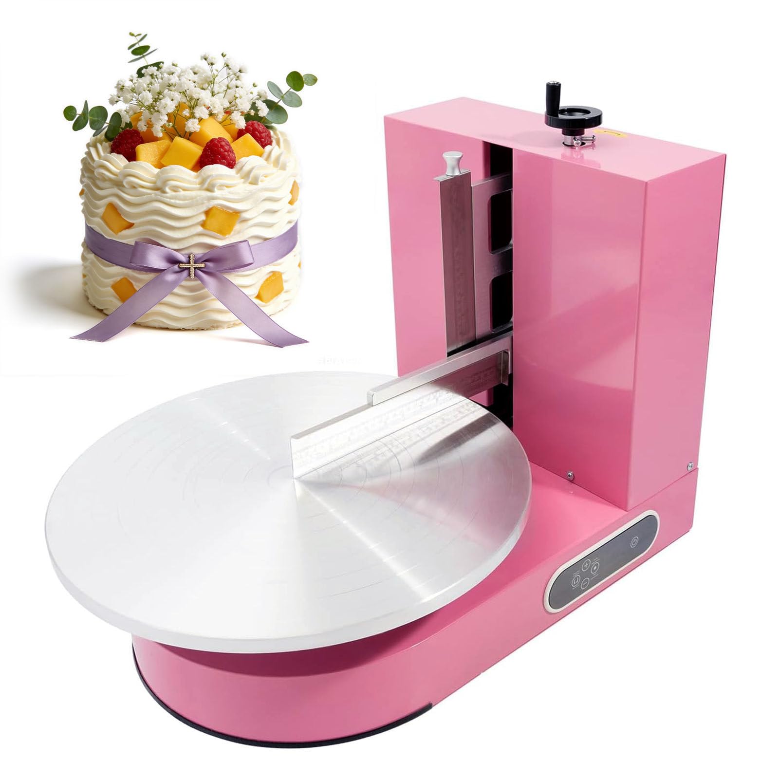 Machine à Glaçage de Gâteaux PRO avec Écran LCD Tactile – Plateforme Tournante Automatique & Raclette Réglable, Adaptée aux Gâteaux de 4-12in – Idéale pour Pâtisseries & Pâtissiers Amateurs Pink