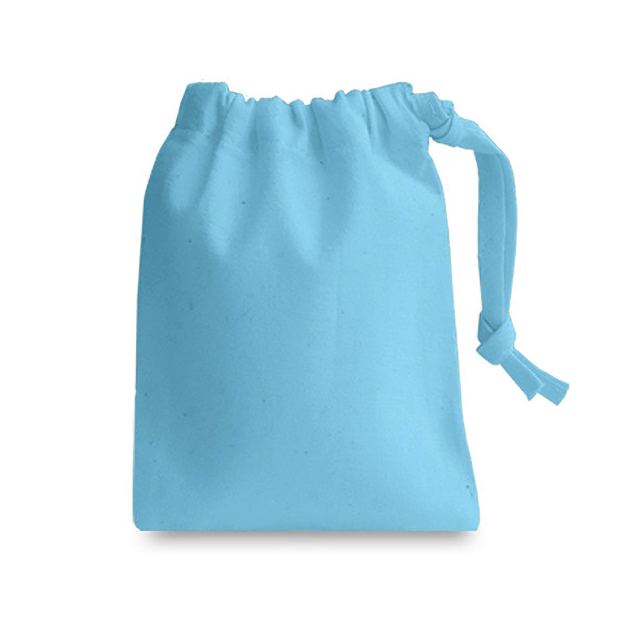 Busy Hands & Feet Colourful Drawstring Mini Cotton Wedding Party Small Favour Bag (10cm x 13cm) (Light Blue)