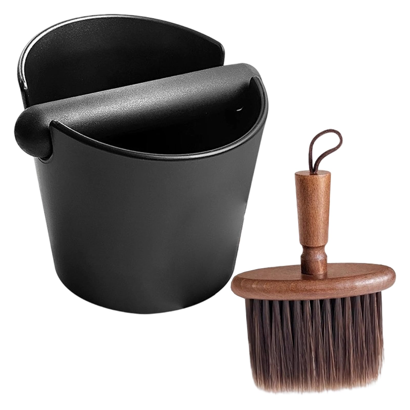 Laikoutd Practical Coffee Box Nonslip Espresso Dump Bin with Removable Rod and Brush Espresso Grounds Waste Bin Coffee Accessory
