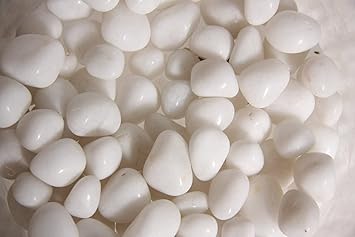 5KG White Polished Pebbles for Aquarium | Shiny Marble Stone Pebbles for Vase Fillers Outdoor/Indoor | Garden Decoration | Polished White Pebbles Pebbles for Garden Pots & Multi Purpose
