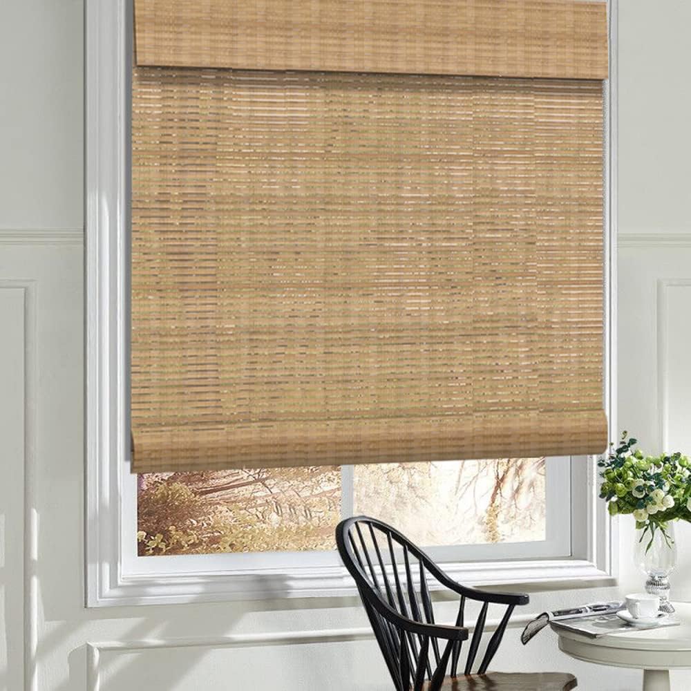 LANTIME Wood Window Blinds Shades, Lined Blackout Bamboo