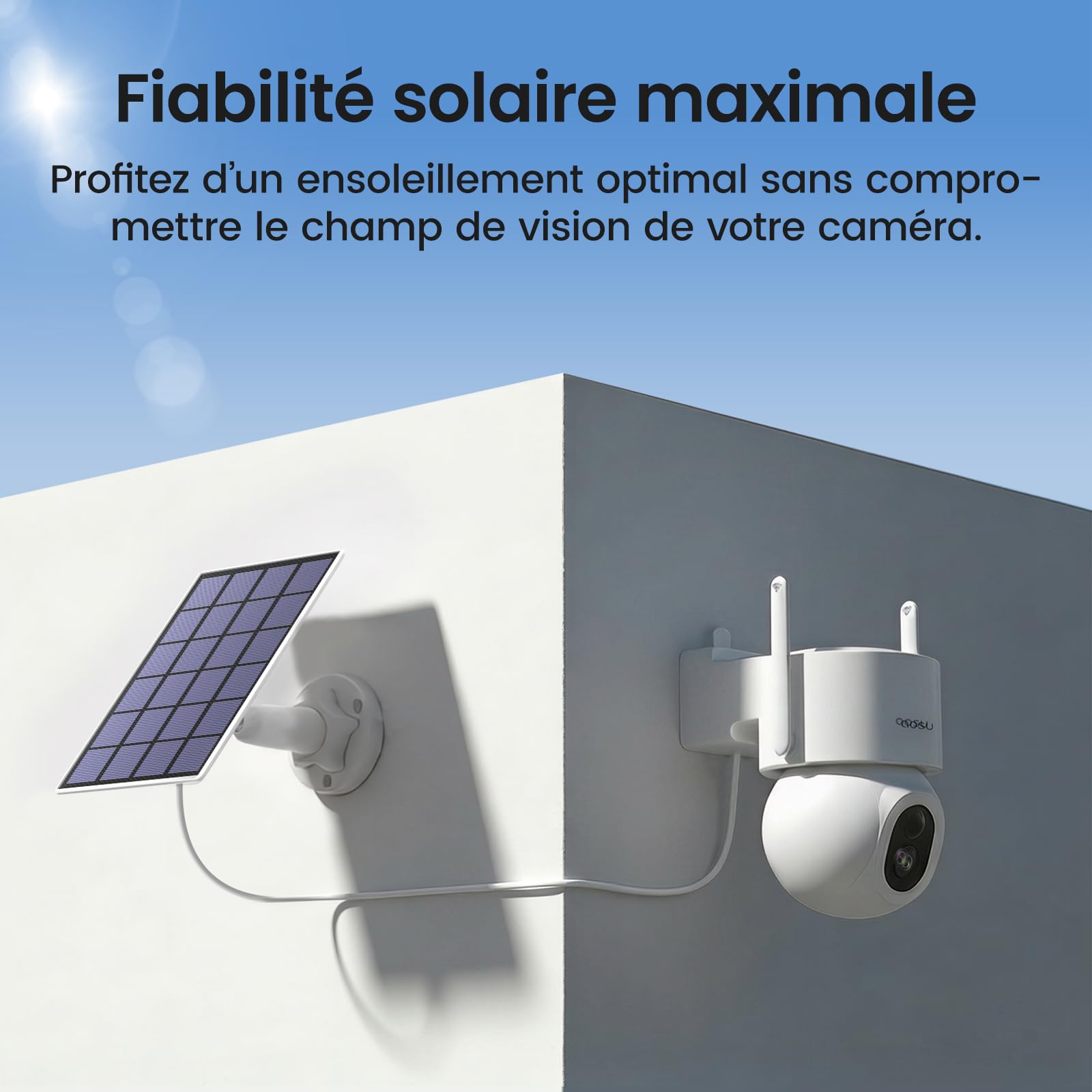 aosu 4K 8MP Caméra Surveillance WiFi Extérieure sans Fil,Camera Exterieur Solaire 360° PTZ, Suivi Automatique, Détection PIR,Vision Nocturne Couleur, Stockage Local, Alarme Sonore & Lumineuse