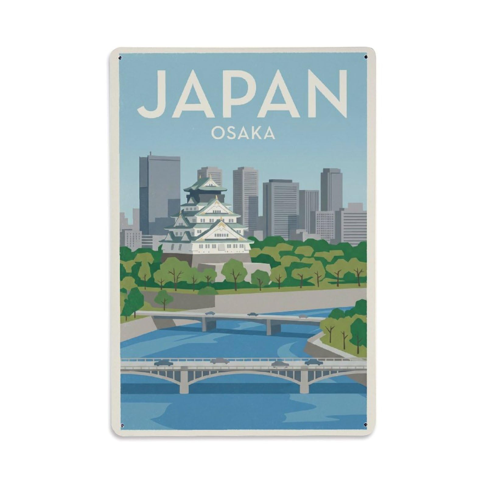 Metal Tin Sign Vintage Travel Japan Osaka
