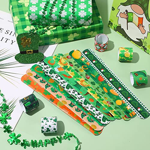 Image of JUNEBRUSHS 56Pcs St. Patrick's Day Slap Bracelets Shamrock Party Favors