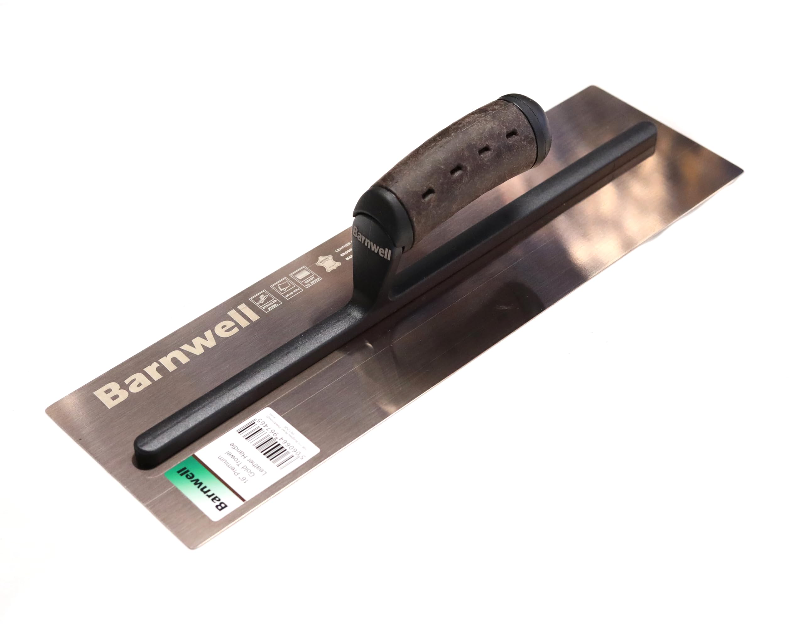 Barnwell 16'' Premium STIFF Gold Plastering Finishing Trowel - Leather Handle