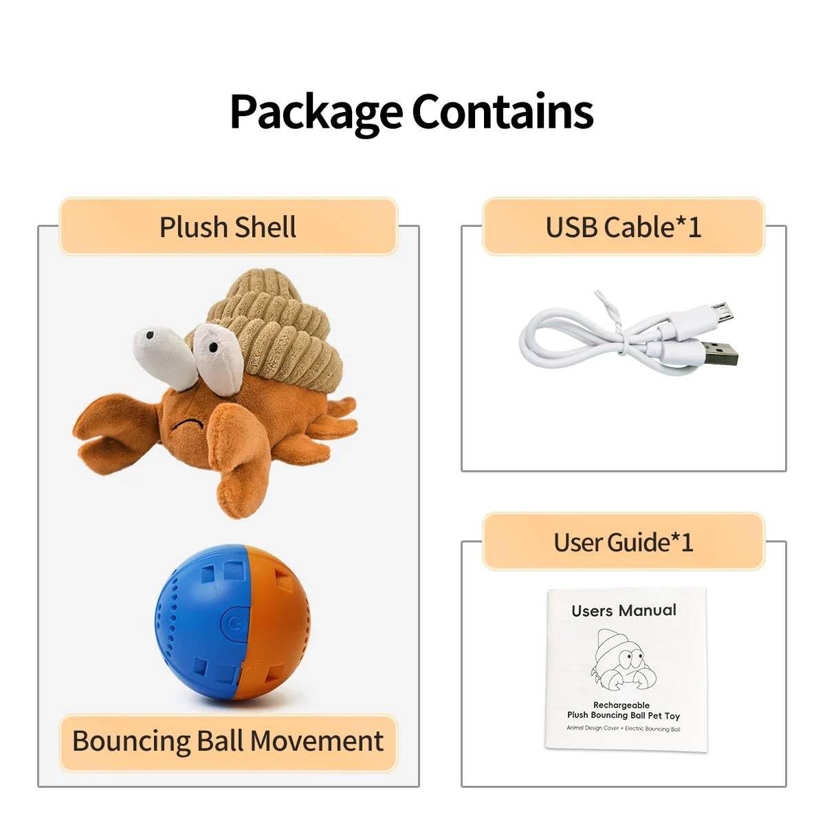 Jouet interactif pour chien, jouet couineur automatique en peluche pour les garder occupés, balle vibrante et rebondissante rechargeable pour chiens de petite, moyenne et grande taille