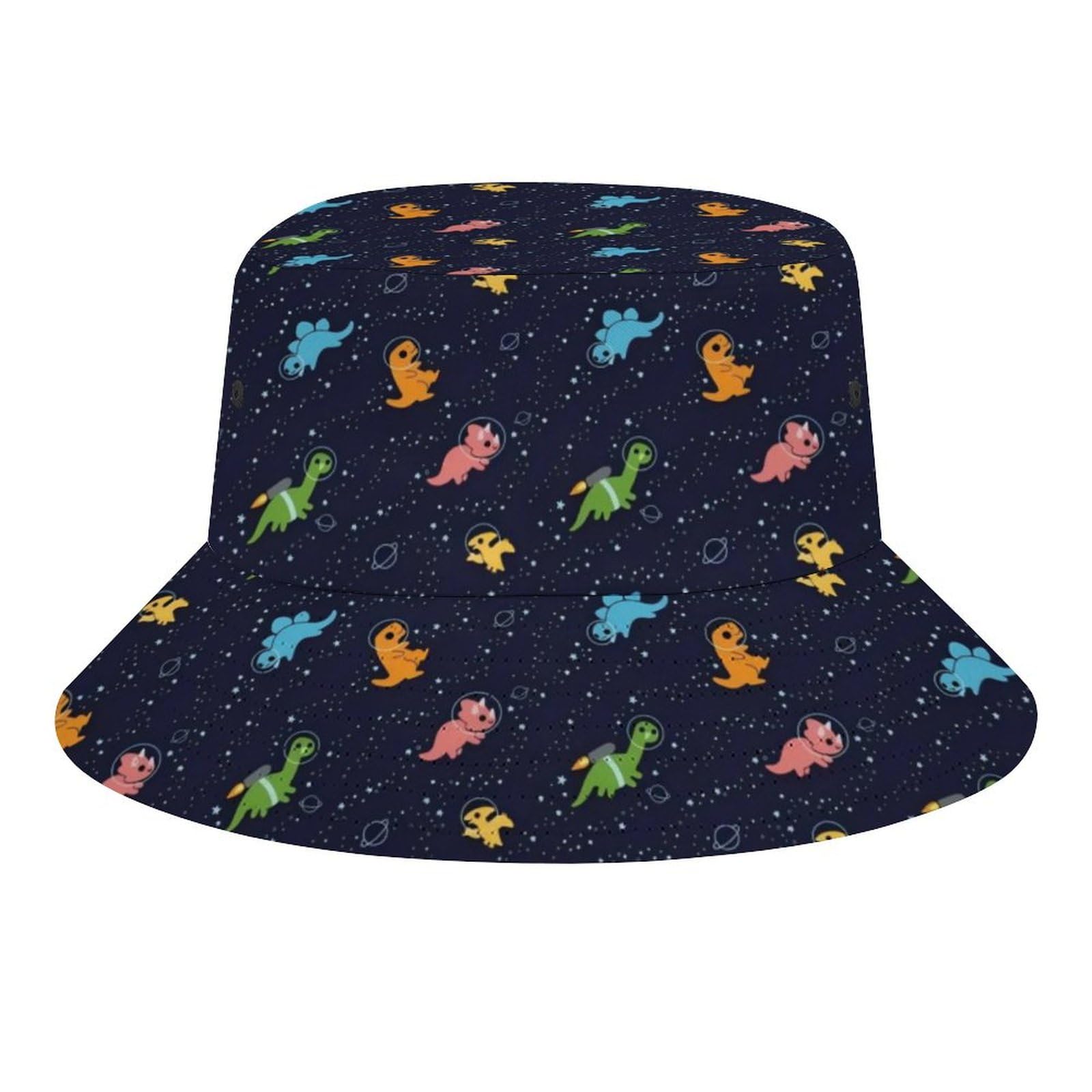 Fabretto Dinosaurs in Space Bucket Hat for Women Men Packable Fisherman Hat Sun Cap Travel Outdoor Beach Caps