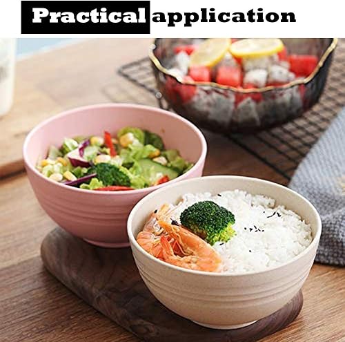 Miniatura 7 de N A 4 cuencos ligeros de paja de trigo de 4.7 pulgadas, cuencos irrompibles para pasta de cereales, aptos para microondas y lavavajillas, vajilla