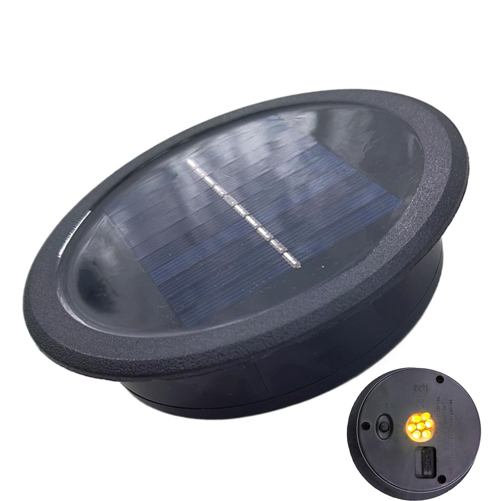 11cm Solar Light Replacement Top, Round LED Solar Panel Cover for Outdoor Lanterns, Waterproof Light Replacement Part for Garden Patio Yard