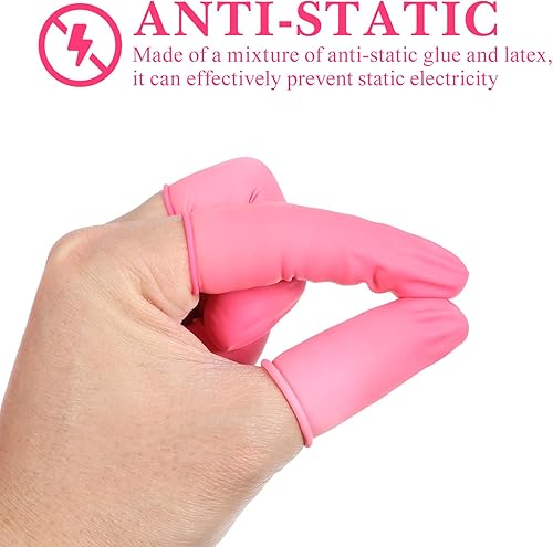 Miniatura 7 de EXCEART Protector de goma antiestática para la punta de los dedos, 600 unidades (rosa)