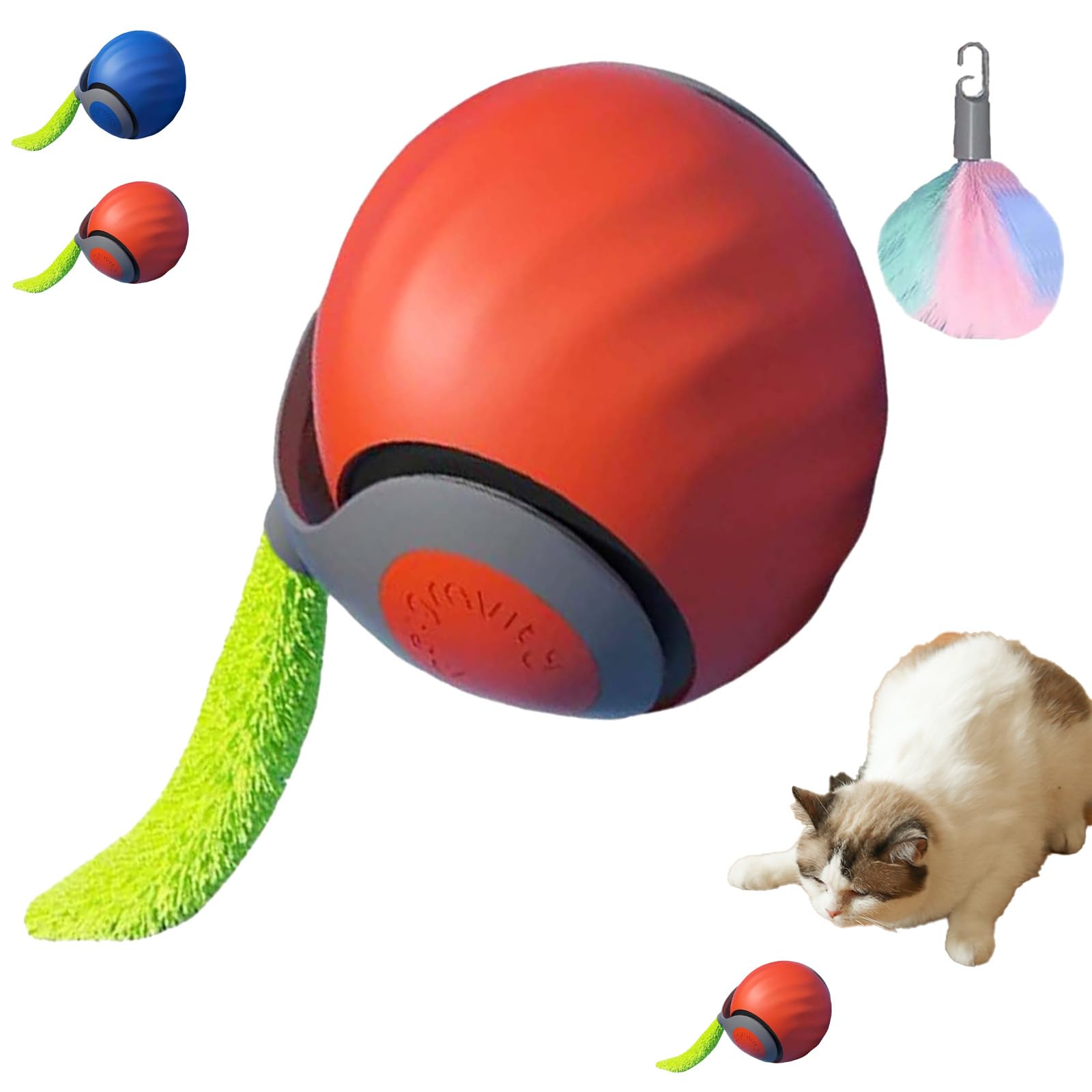 Speedy Tail 2.0, Speedy Tail zabawka dla kota, automatycznie poruszająca się zabawka dla kota, interaktywna zabawka dla kotów domowych, ładowana przez USB, inteligentna piłka z ogonem, podwójna