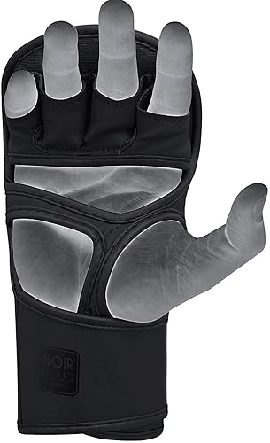 Miniatura 5 de RDX Guantes de combate híbridos de MMA, piel maya, palma ventilada abierta, guantes acolchados para artes marciales, kickboxing, muay thai,