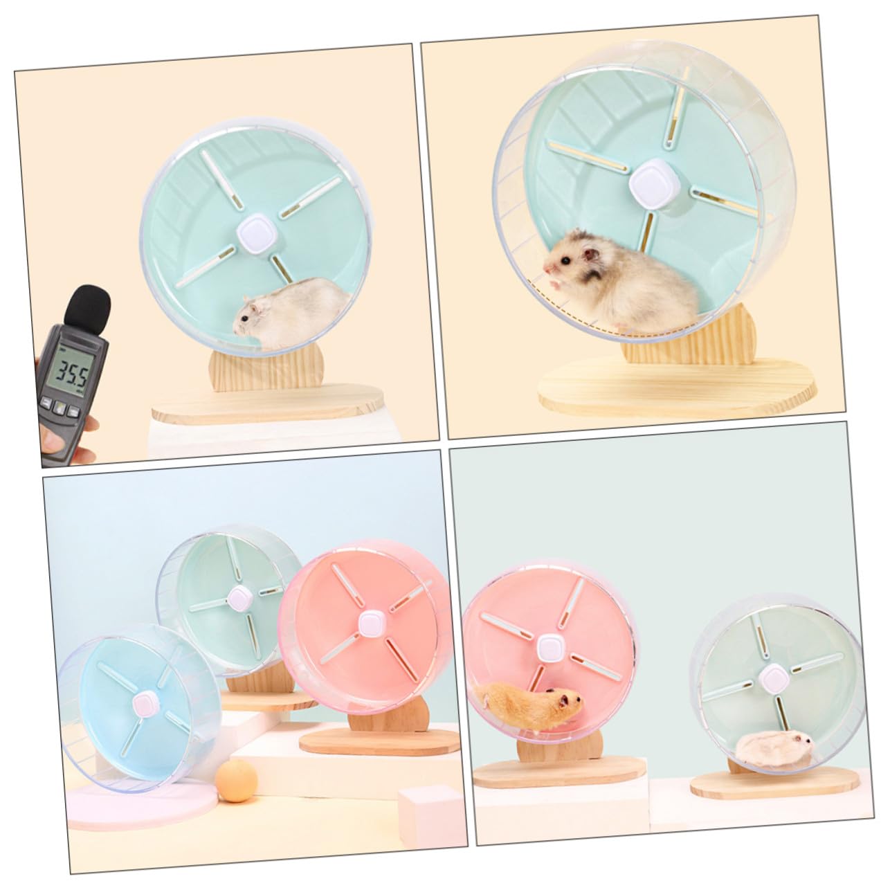 Leises Hamsterrad für Hamster und Igel mit Stabilem Abs Holzgestell 20cm Geräuschloses Laufrad für Kleintiere im Käfig und Haushalt