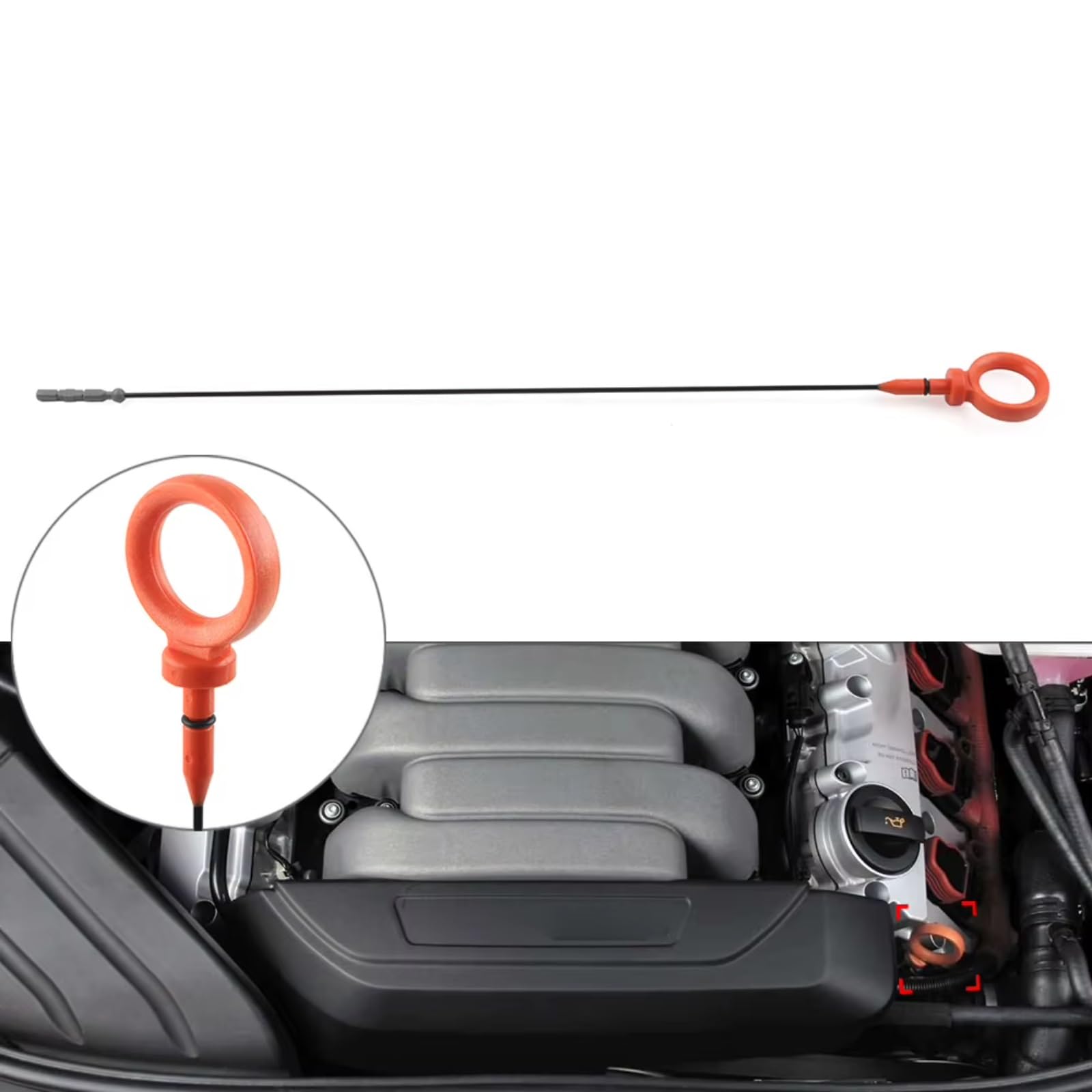 Asta di Livello Olio Motore per Audi A4 2006 2007 2008 e Audi A6 2006 2007 2008 2009, 495 mm, per Motori V6 da 3,2 Litri. Codice Articolo: 06E115611E.
