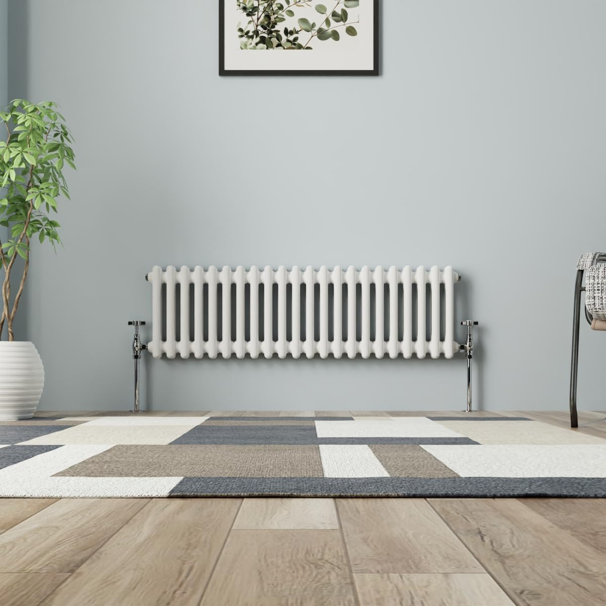 NRG Colonna Radiatore Bianco 300x1010mm Doppio Tradizionale Stile Ghisa Riscaldatore Interni Designer Orizzontale Bagno Radiatori