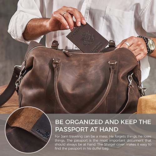 Shvigel Leather Passport Cover - Holder - For Men & Women - Passport Case (Brown Vintage) #TOP5