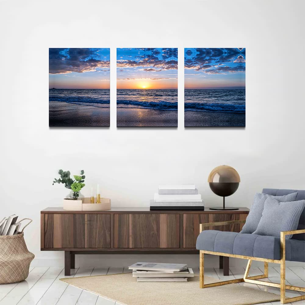 hyidecorart Sunset Beach Canvas Wall Art for Living Room Modern Artwork Nature Blue Sea Landscape Bathroom Pictures Bedroom Wall Decor - Image 4