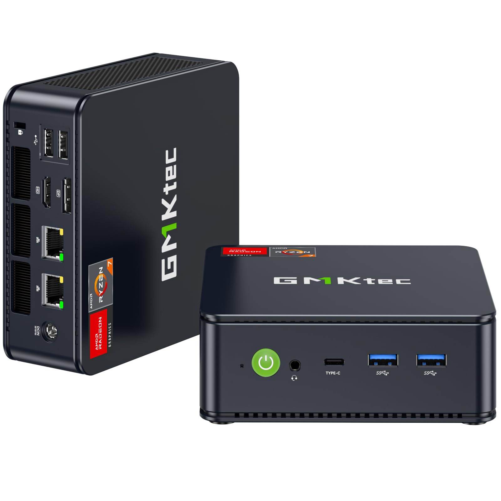 GMKtec [3 anni di copertura AMD Mini PC Ryzen 7 7730U (beats 7430U/5825U) (8C/16T fino 4,5 GHz) M5 Ultra Micro PC 32GB DDR4 512GB M.2 SSD, con Dual 2.5G LAN|WiFi6E|Triplo Display 4K|USB C per Gaming