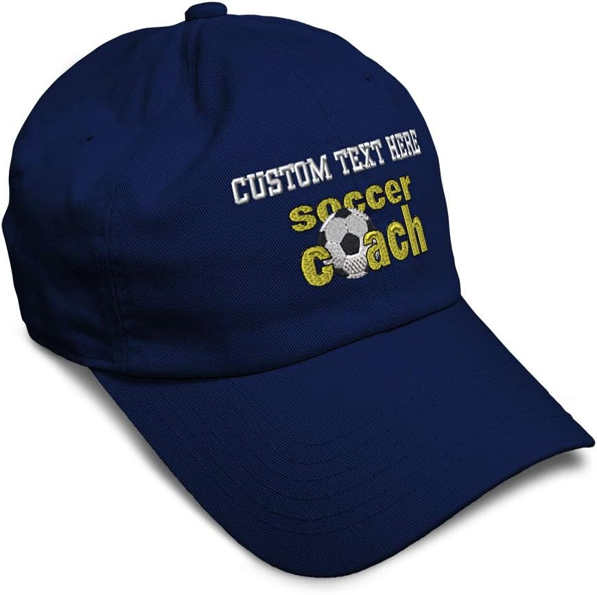 Soft Baseball Cap Soccer Coach Embroidery Soccer Recreational Cotton Embroidered Dad Hats for Men & Women