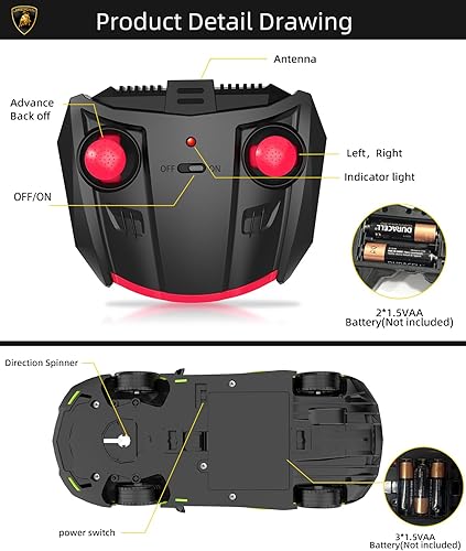 Miniatura 7 de Lamborghini - Auto de control remoto, a escala 124, eléctrico, deportivo, de carreras, hobby, modelo Lamborghini, modelo de vehículo para niños y