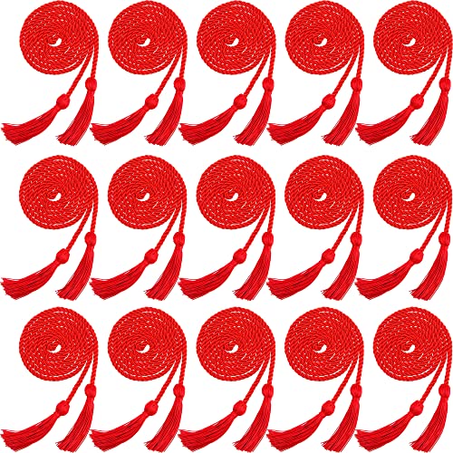 Rcanedny 15 Pieces Graduation Honor Cord Braided Honor Cords with Tassels for Graduation Students (Red)