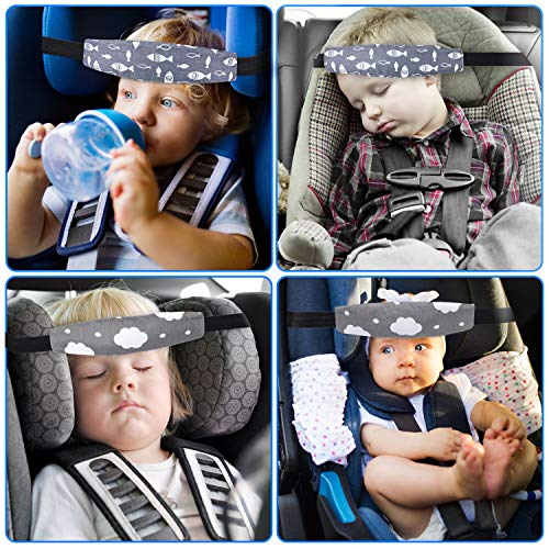 Image of Baby Carseat Head Support,Car seat Straps Pillow Support Ban,Stroller Neck Relief Strap Headrest,Slumber Sling Sleep Positioner for Toddler Infants Child Children Kids(Gery Unicorn + Fish)