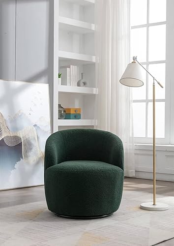 Miniatura 27 de Silla giratoria, sillón giratorio con diseño de barril, silla giratoria moderna de tela de peluche de 360 grados, silla con brazo pequeño para ocio,