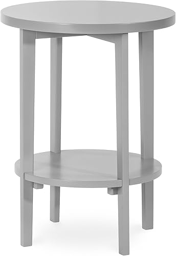 Forever Eclectic Halo - Mesa redonda de madera con estante, color gris