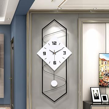 Large Wall Clock Decorative for Living Room - Ginkgo Floral Style Big Wall Watch Modern Home Decorations for Bedroom,Dining Room,Cafes,Hotels H