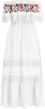 OBEEII Mexican Embroidered Dress for Women Traditional Off Shoulder Floral Embroidery Lace Cinco de Mayo Fiesta Maxi Dress