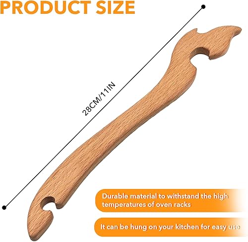 Miniatura 2 de Herramienta de extracción de horno fácil de hornear, extractor de estante de horno de madera de haya, evita quemaduras, extrae los estantes