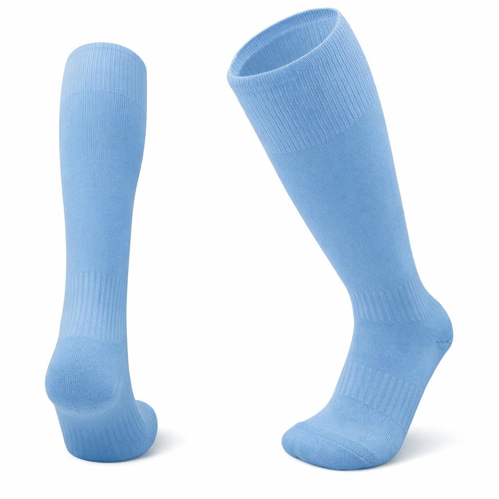 1STLY FITNESS Adults Knee High Football Rugby Hockey Socks - 1 Pair Sky Blue