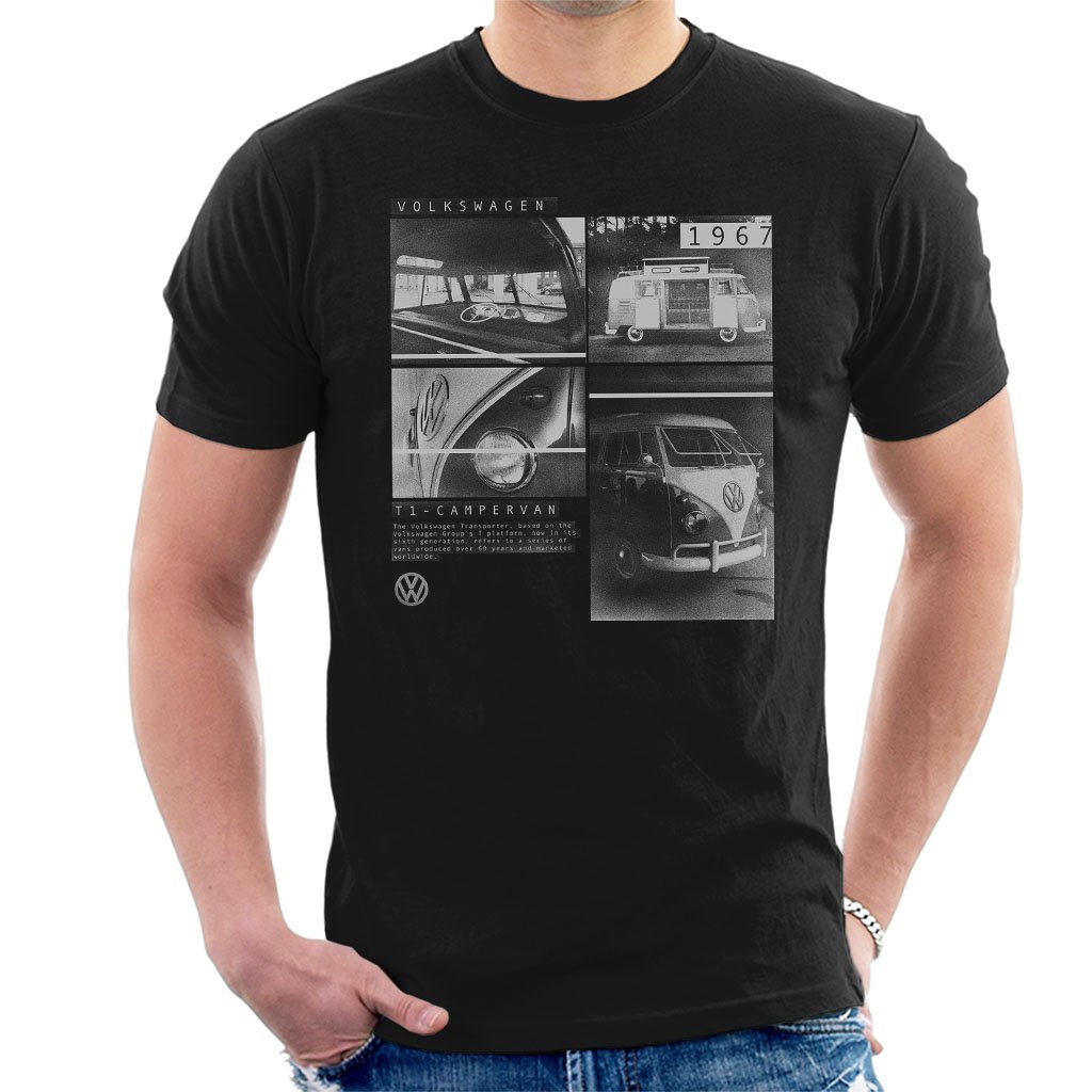 Volkswagen T1 Campervan 1967 Shots Men's T-Shirt Black