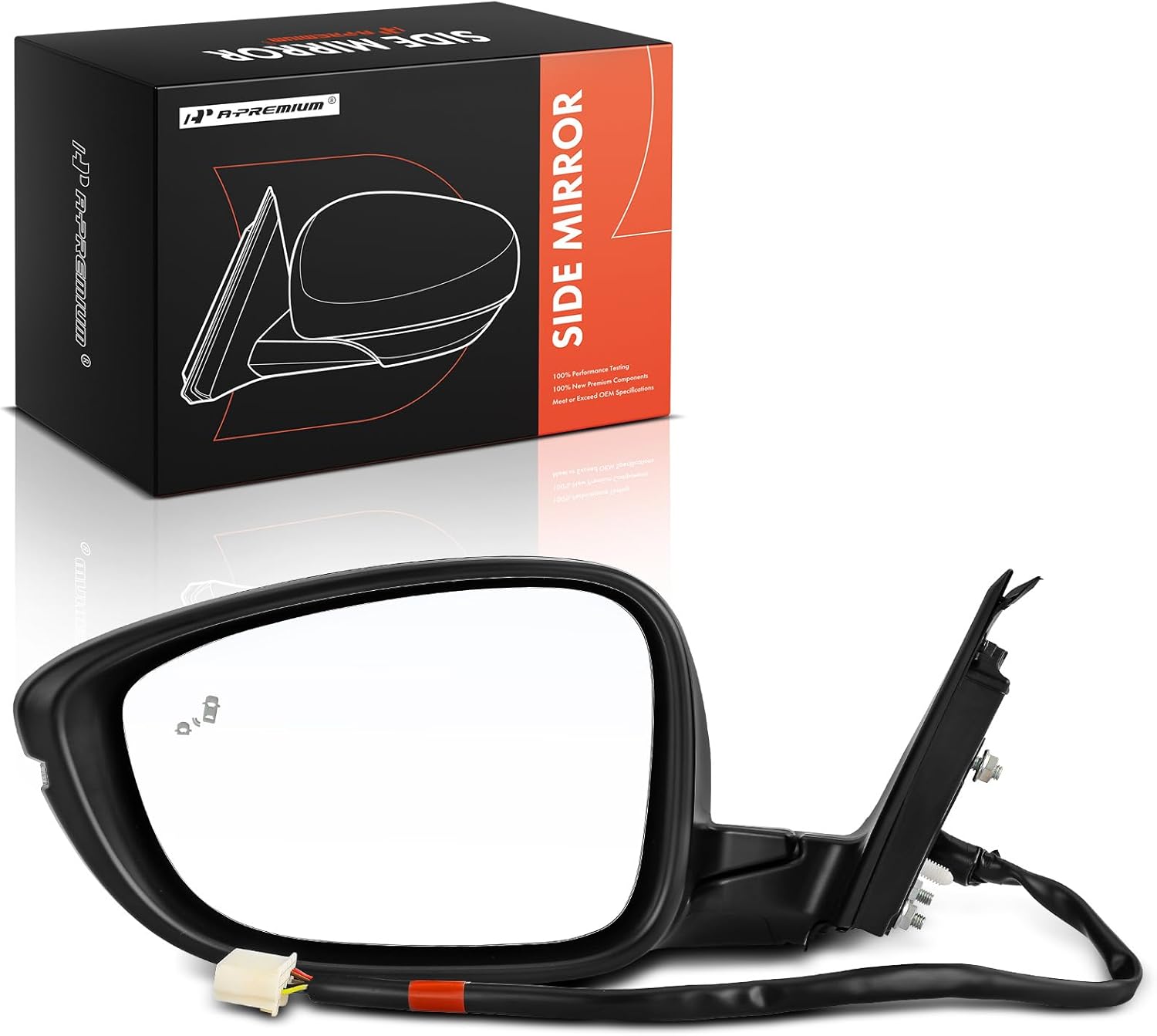 A-Premium Driver Side Power Door Mirror - Compatible with Honda Accord 2018 2019 2020 2021 2022 - Heated Folding Black Outside Rear View Mirror w/Turn Signal and Blind Spot Detection