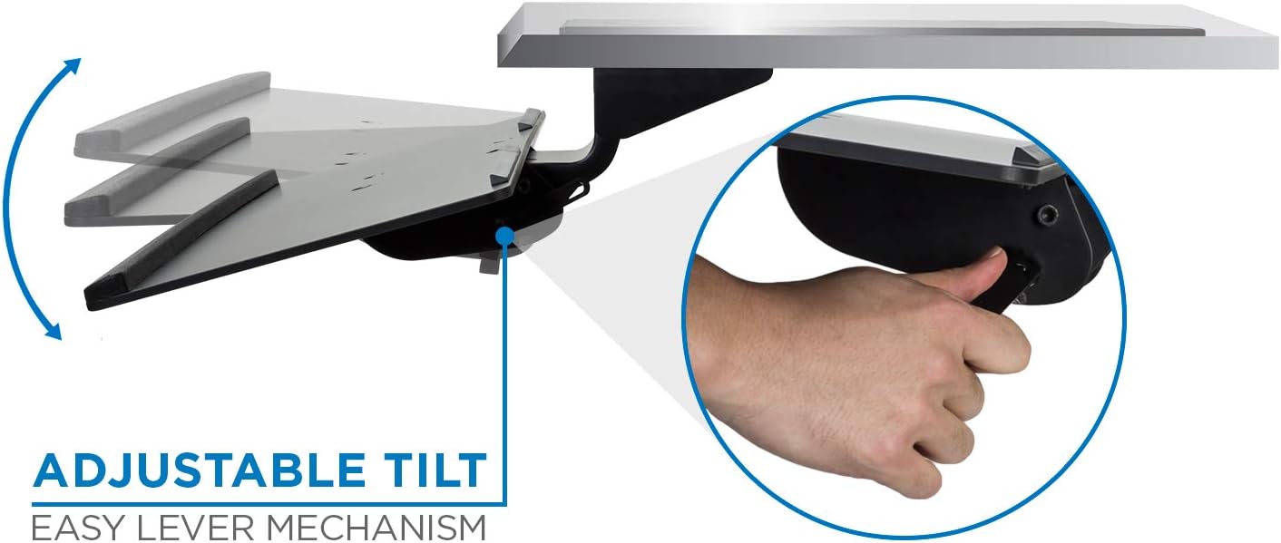 Black Adjustable Under Desk Keyboard Tray with Gel Wrist Pad