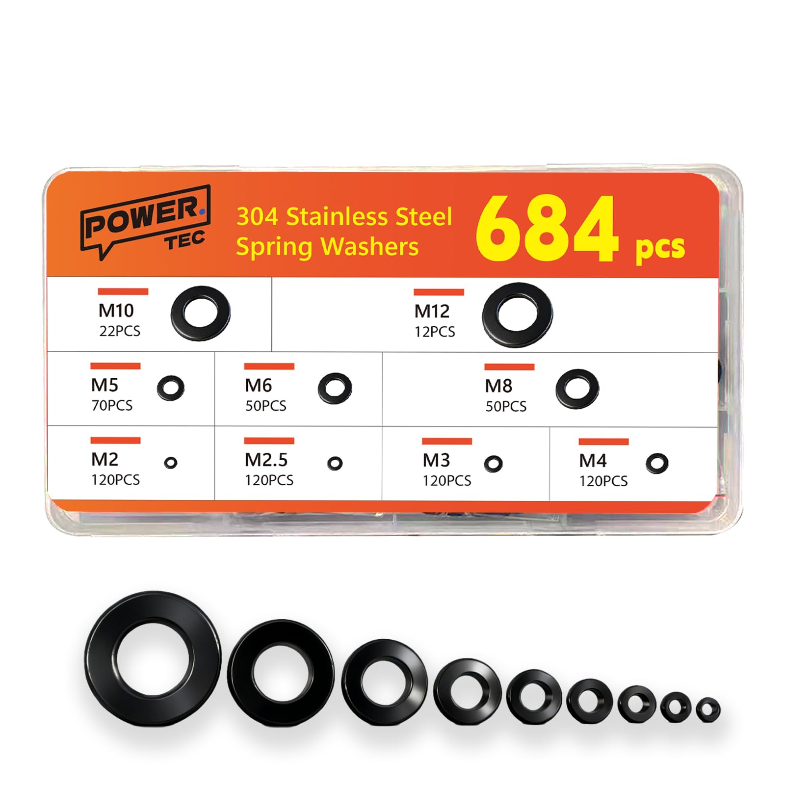342 Pcs Black Stainless Steel Penny Washers Spacers Set,Assorted Metal Washers For Bolt Sscrews,Flat Washer For Home Decoration Factories Repair (684, black, Stainless Steel Washers)
