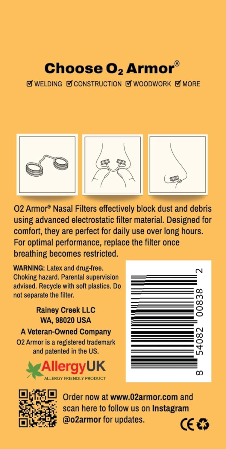 O2 Armor Nose Filters - Welding & Allergy Protection -6