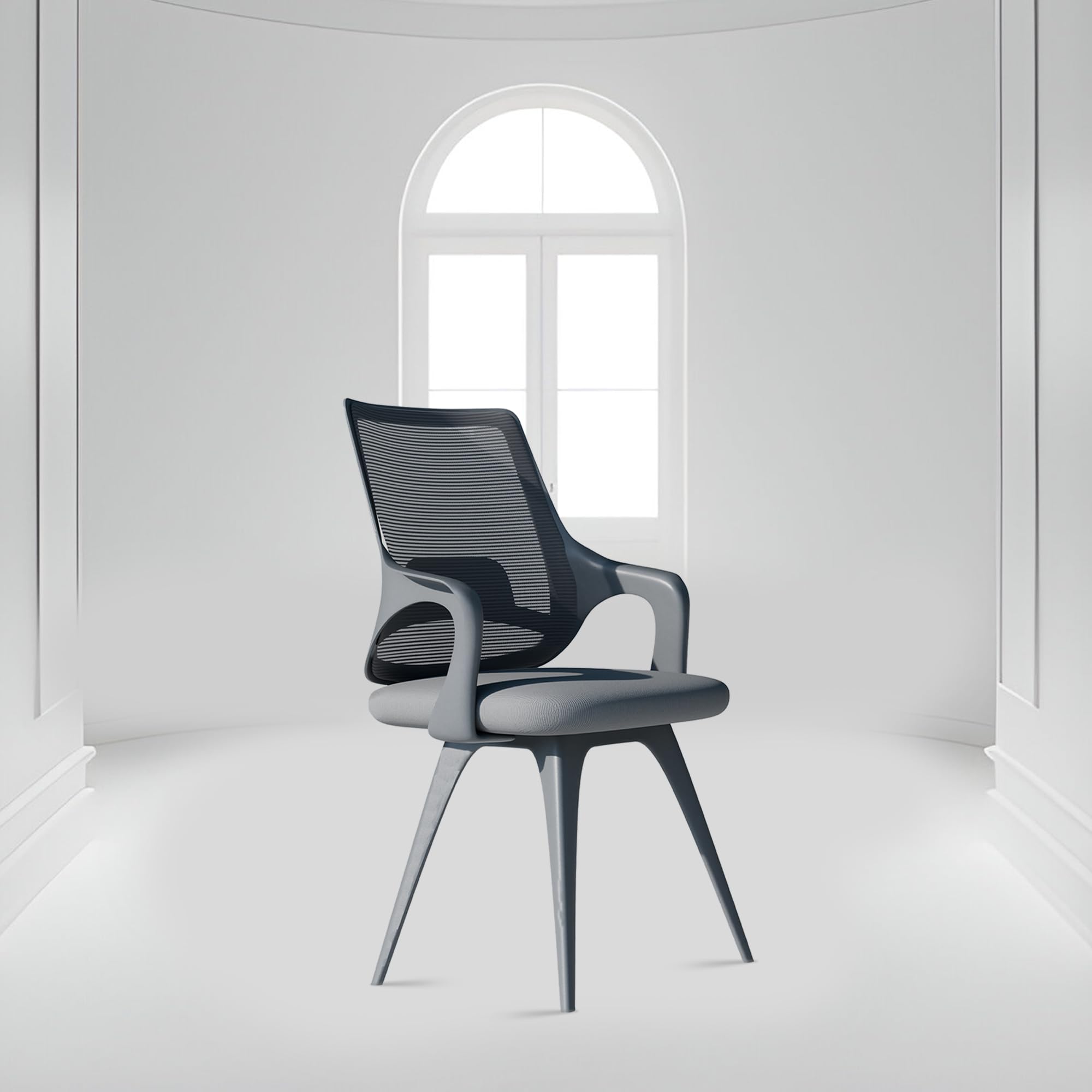 ROSE® Mono | 3 Years Brand Warranty | Fixed Leg Chair, Visitor, Dining, Reception, Lounge, Stackable, Guest, Metal, Cushioned Accent Office & Lobby Seating (Grey)
