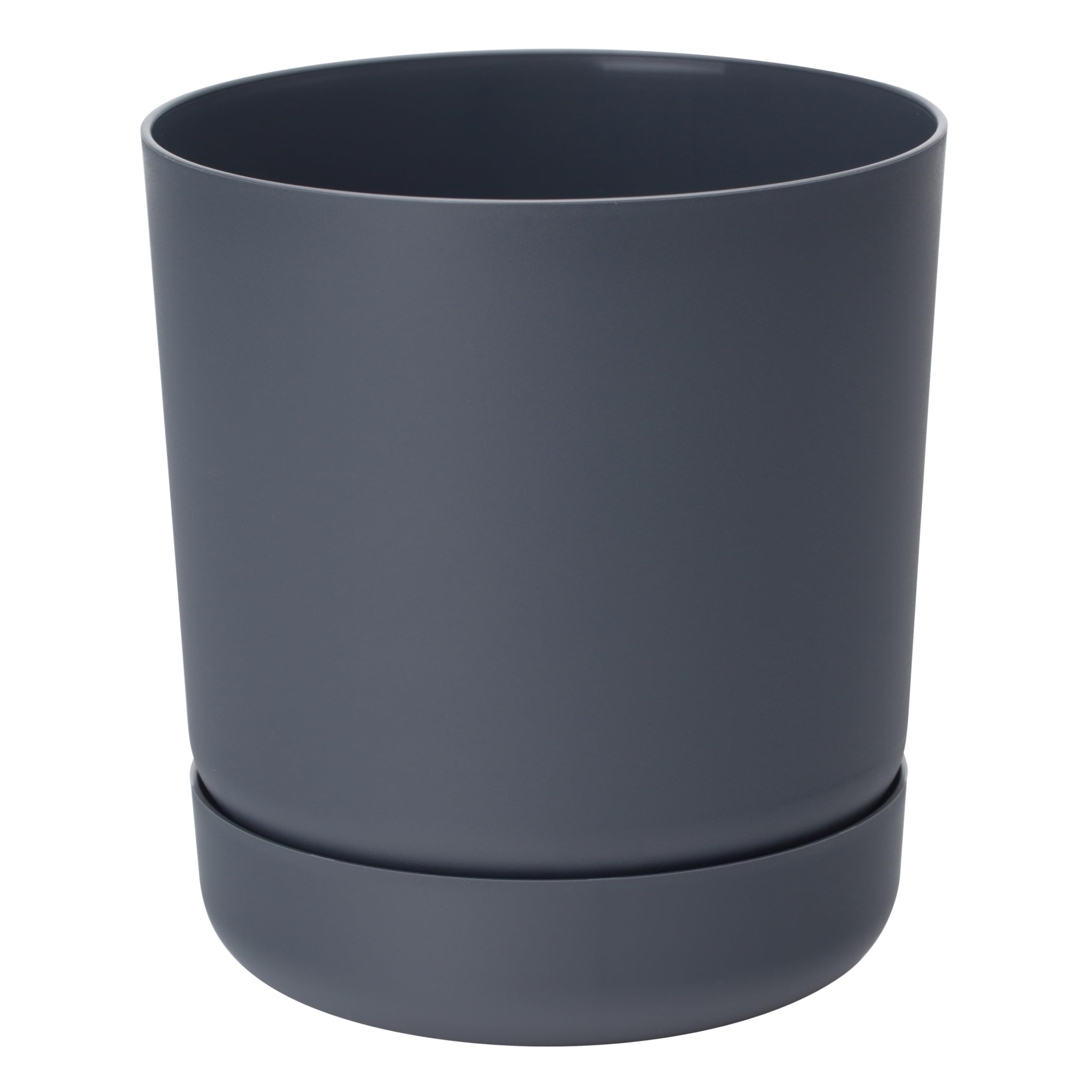 B2C Plant Pot with Saucer Flowerpot Round Plastic Modern Decorative 6 Pastel Colours Round Minimalistic Home Patio 1.5L 2.3L 3.3L (Anthracite, 20cm)