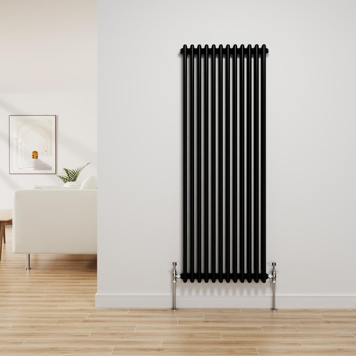 Nrg Black Traditional Radiator Cast Iron 2 Column Vertical Central Heating Bathroom Radiators 1500X560mm