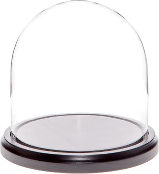 Plymor 5.5" x 5.5" Glass Display Dome Cloche Black MDF Wood Base