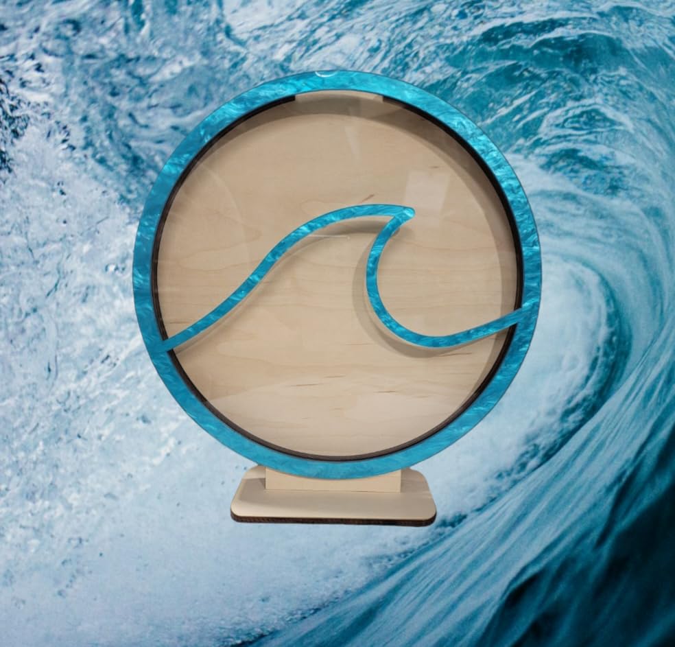 Generic Blue Wave Shadow Box Made in USA for Shark Teeth, sea Glass, agates, etc.