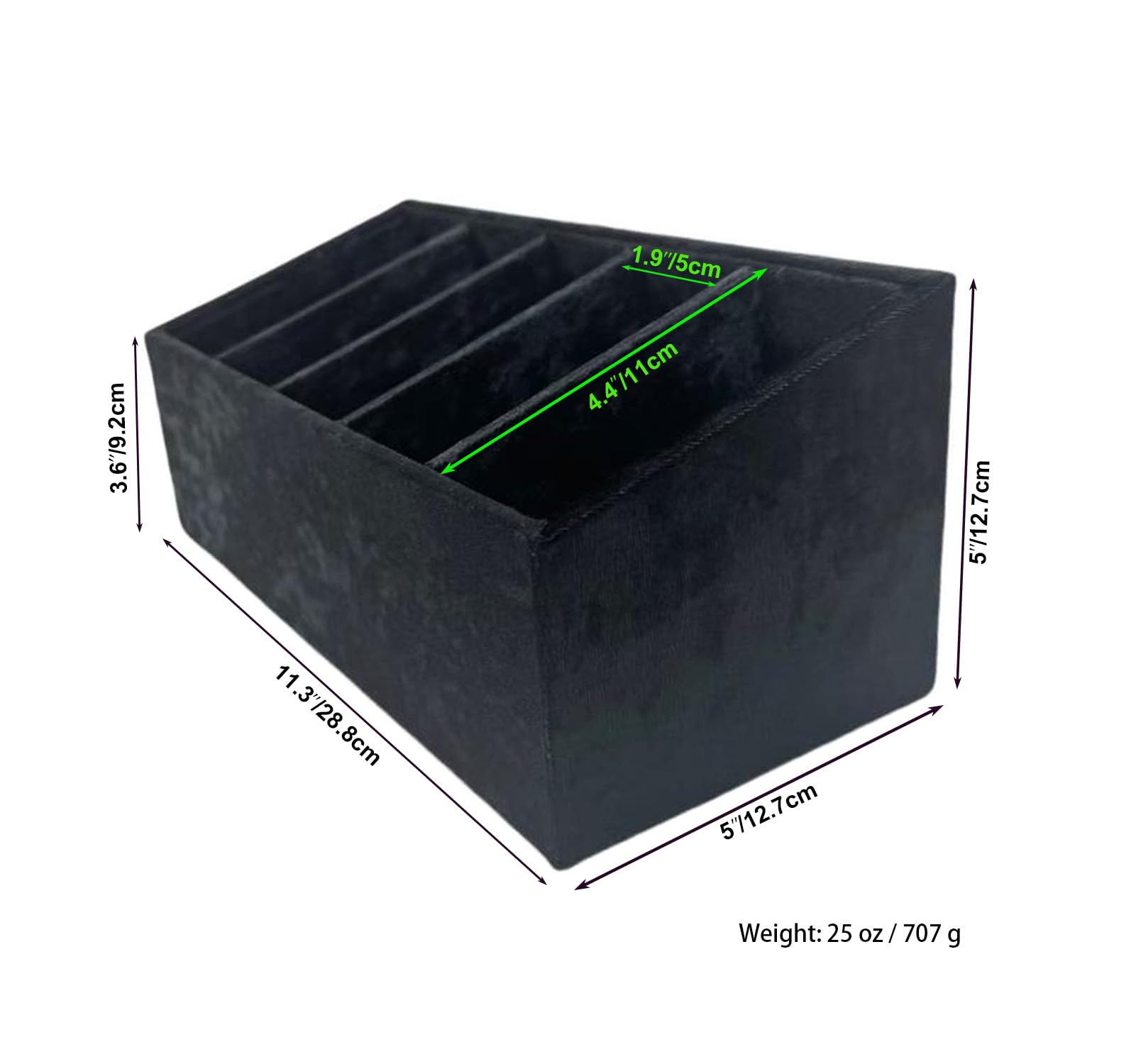 AgentMoon Belt Storage Organizer with 5 Compartments,Belt protection box.Luxury Velour Lining Bevel Design Easily Find and Access Your Belts. 11.3 x 5 x 5 inches. (Black)