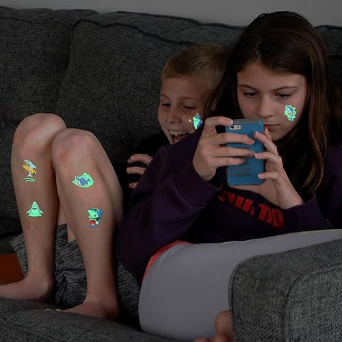 Luminous Shark Temporary Tattoos,10 Sheet Glow in the Dark Shark Birthday Decorations Ocean Animal Under Sea Kids for Kids Girls Birthday Gifts Party Favor Supplies