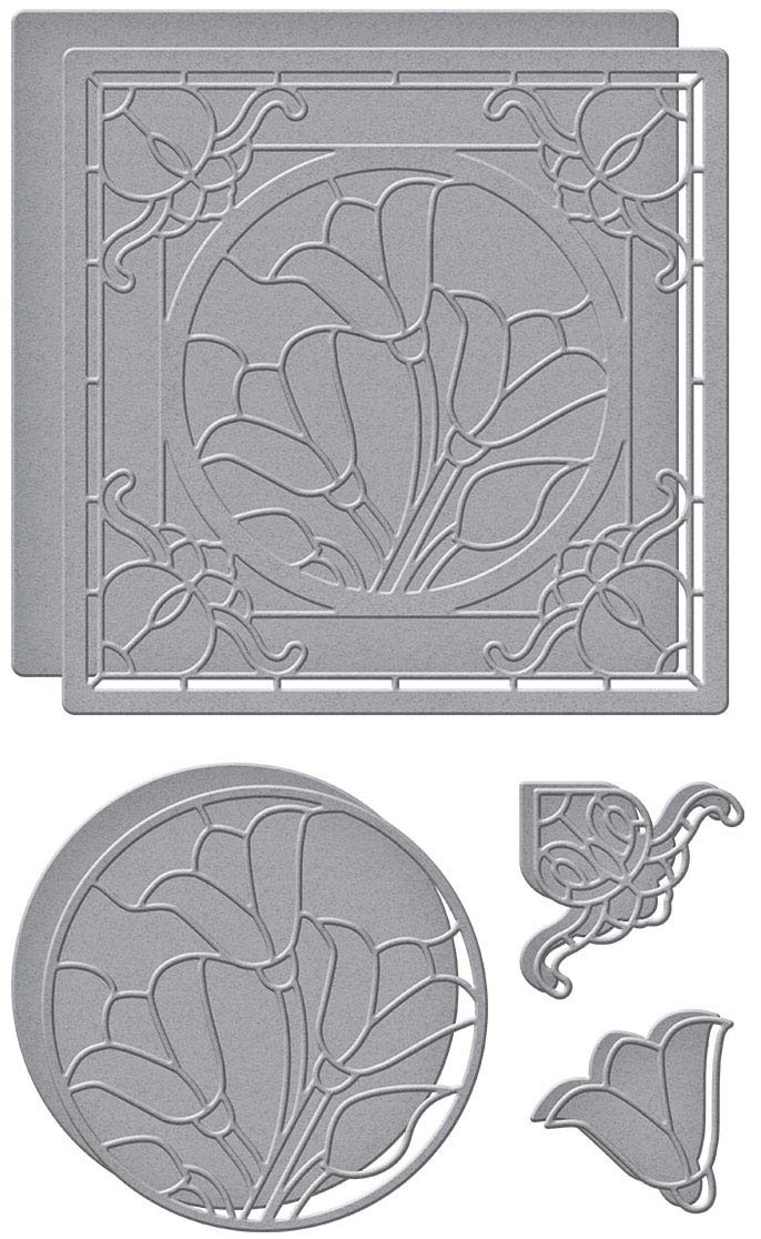 Spellbinders Tulip Trio Dies from Stained Glass Bouquet Collection by Becca Feeken Etched Die Set, Metal