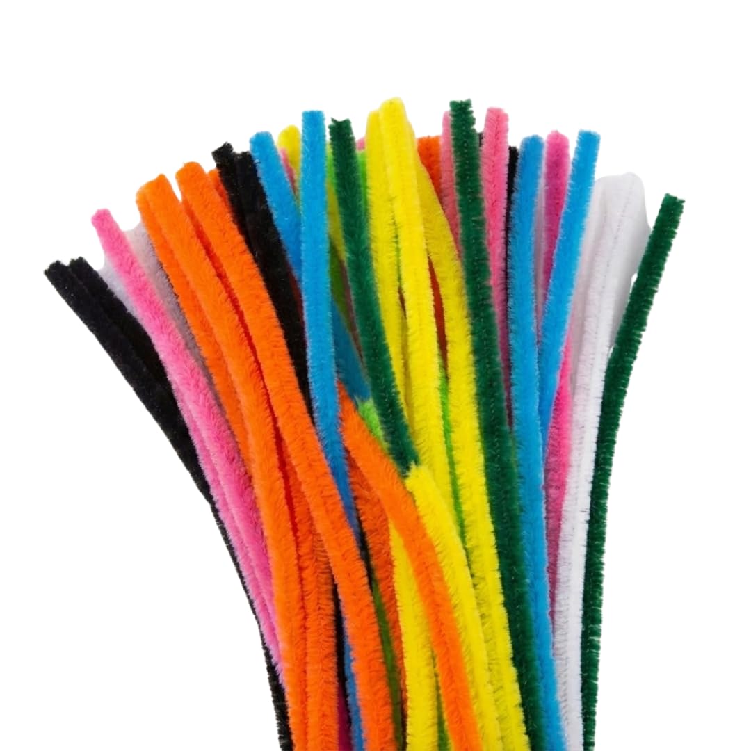 Springboard Giant Pipe Cleaners 15mm x 30cm (50 Pack), Extra-Thick Soft Chenille Stems for Kids Creative Crafts & EYFS Sensory Play