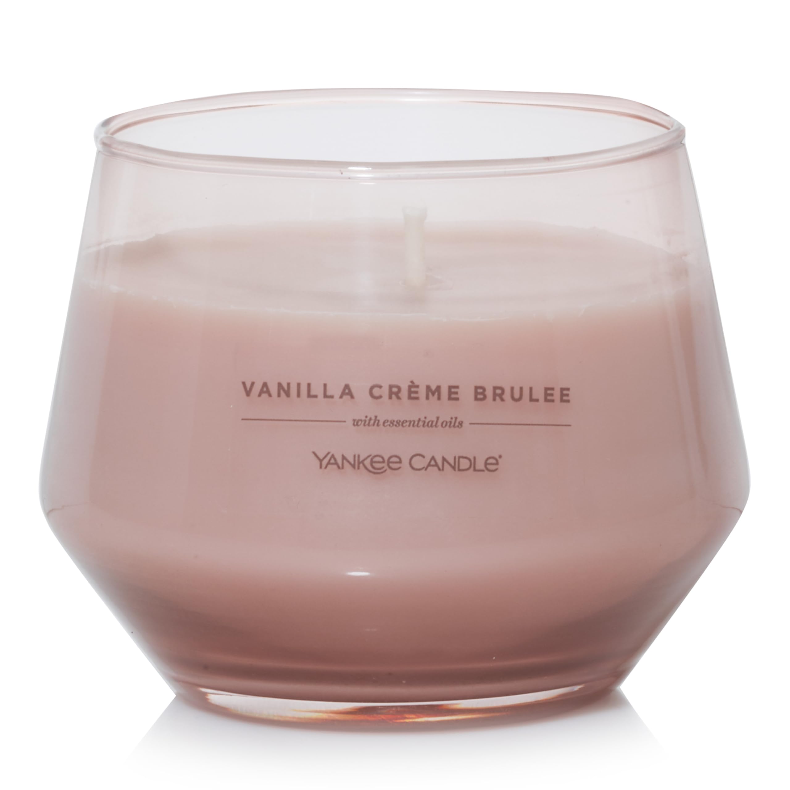 Yankee Candle Studio Vela perfumada | Vela mediana de vainilla crème brûlée | Larga duración: 35-50 horas | Elegante diseño de recipiente de cristal con cera beige | Regalos perfectos para mujeres