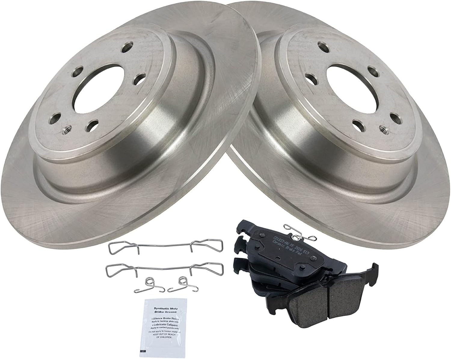 TRQ Rear Brake Pad and Rotor Set Ceramic Solid Rotors Compatible with 2017-2019 Ford Escape 2013-2020 Fusion 2015-2019 Lincoln MKC 2013-2016 MKZ