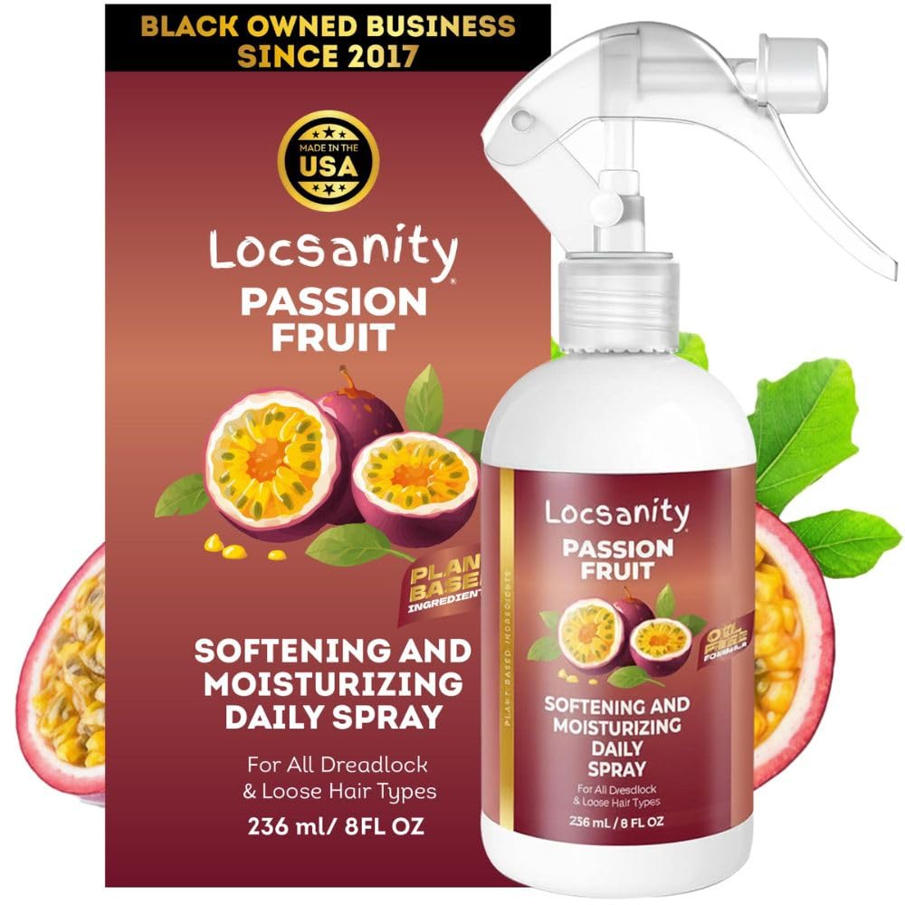 Locsanity Spray hidratante diario para rastas, hidratante para el cuero cabelludo de maracuyá, spray para rastas, spray refrescante para rastas, rastas, Sisterlock, Microlock, encrespamiento