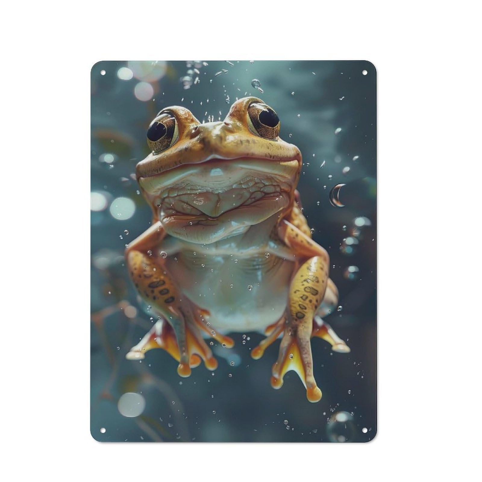 Junmoney Frog Sea Vintage Tin Sign 40X30cm Featuring For Workshop Wall, Gift For Metal Sign Collectors During The Christmas Season